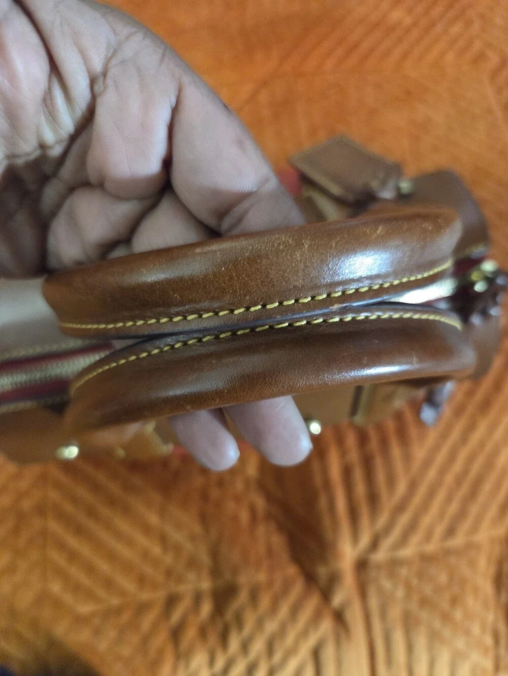 Dooney & Bourke Pebble Leather Satchel Red Brown Crossbody EUC